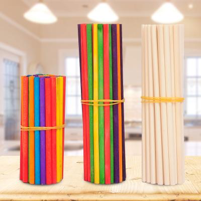 China Viable Colorful Round Birch Ice Cream Craft Stick DIY Stick Toys Safe For Kids for sale