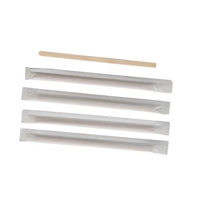 China Coffee Sustainable Paper Wrapped Disposable Wooden Stirrer for sale