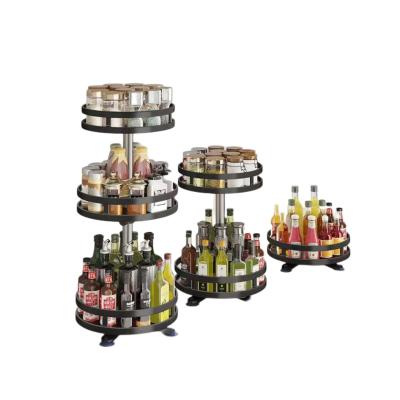 China Lazy Viable Turntable for Buffet Spice Rack Kitchen Metal 2 Tier Spice Rack Kitchen Spice Organizer Revolving Rack Rotated for sale