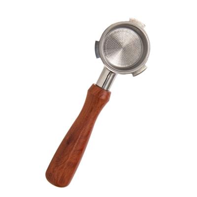 China Stainless Steel 51 Mm Espresso Coffee Tool 3 Ears Wooden Handle Detachable Bottomless Portafilter for sale