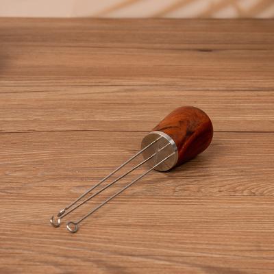 China Durable Stainless Steel Handle Espresso Coffee Needle Dispenser Solid Wood Coffee Needle 58 51 Mm for sale