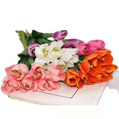 China Gift AMK Latex Coated Touch Artificial Flowers 6 Heads 54cm Real Tulip With Long Stem for sale