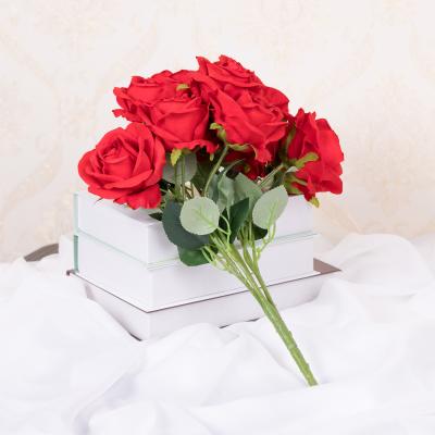 China Artificial Flower Rose Silk Rose Bouquet 10 Heads Silk Rose Gift AMK Reasonable Price for sale