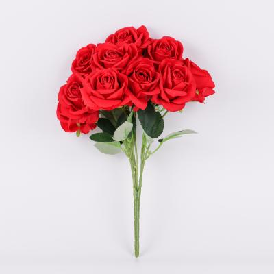 China Gift AMK Red Silk Flowers Artificial Roses For Wedding for sale