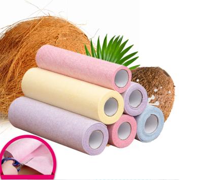 China Kitchen Dish Rags Cleaning Cloth Household Natural Reusable Soft Coconut Shell Fiber Washing Towel for sale