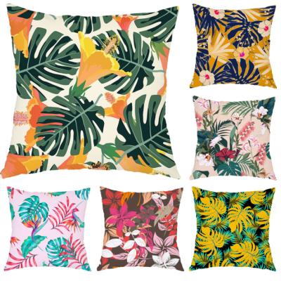 China Jungle Style Washable European Tropical Pillow Case/Canvas Christmas Embroidered Cushion Pillow Case For Home Decoration for sale