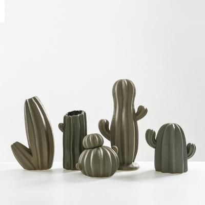 China Exquisite wholesale Nordic style ceramic vases promotion table decoration home indoor cactus form pots vases ornaments for sale