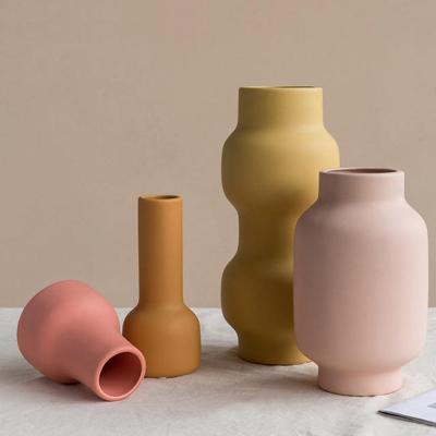 China Nordic Art Geometry Living Room Decoration Morandi Vase Morandi Ware Ceramic Vases Top Selling Minimalist Ceramic Vase for sale