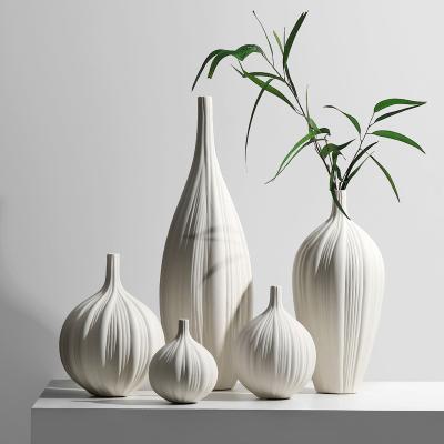 China Nordic Style Ceramic Vases White Minimalism Personalize Geometric Ceramic Vases Modern Tabletop Vase Flower Arrangement Abstract for sale