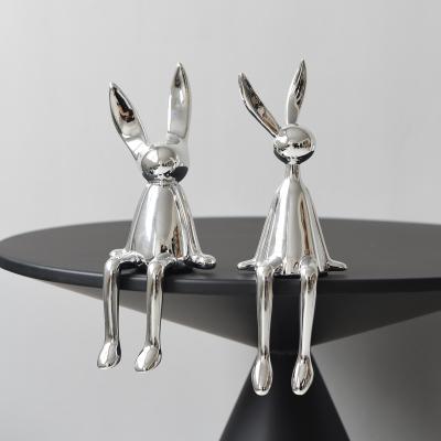 China Europe Light Rabbit Decoration Simple Simple Modern Home Luxury Creative Electroplating Silver Sitting Soft Decoration for sale