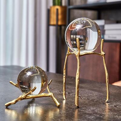 China Europe pure copper crystal ball ornaments light American luxury model office soft office study decoration room wine cabinet decor for sale