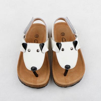 China White Hook And Loop Opening PU Children's Flat Sandals for sale