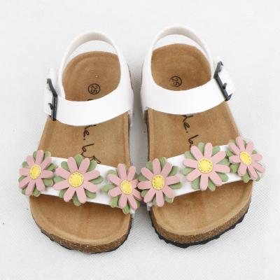 China Girls Sunflower Flat Ankle Strap Back Red Sandals Kids for sale