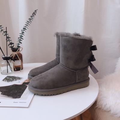 China Fashion Trend Fashion Trend Genuine Sheepskin Waterproof Genuine Snow Boots Women Shoes For Women With Bow for sale