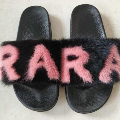 China New Design Fashion Ladies Sandals Anti-odor Mink Fur Slide Vendor Real Fox Fur Slides For Women for sale