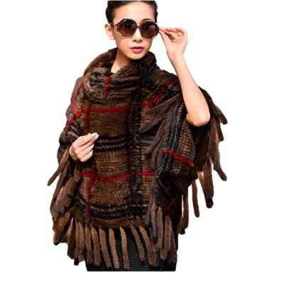 China Natural real fur pelt Europe style wholesale price mink fur shawls cape for women for sale