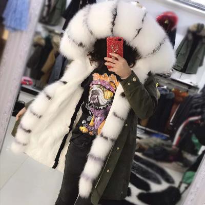 China Newest Fashion Winter Rex Rabbit Fur Lining For Real Parka Coat Girls Outwear 2018 for sale