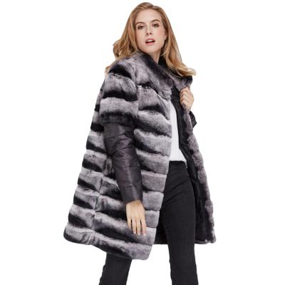 China Real Customized Viable Rex Rabbit Coat Women Warm Outwear Overcoat Stand Collar Fur Coat Jacket Winter Fashion for sale