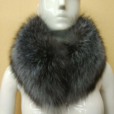 China Fashion 100% European Europe Real Big Fox Fur Collar For Hooded Coat Fur Trim For Coat for sale