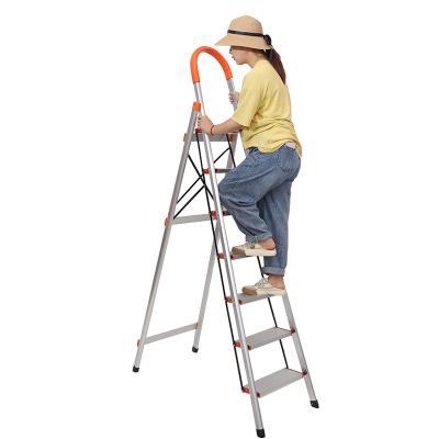 China Folding Ladders Folding Lightweight Aluminum Household Step Ladder With Non-slip Wide Pedal for sale