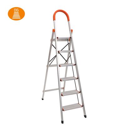 China Orange 6 Folding Ladders Lightweight Ladder Household Aluminum Silver Household Ladder for sale