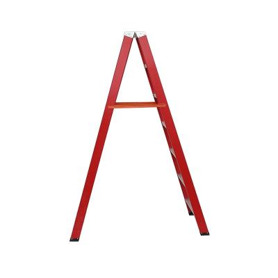 China Hot Sale High Quality Folding Ladders Reinforce Fiberglass Twin Folding Step Ladder With Shelf For Electricians Jobstation for sale