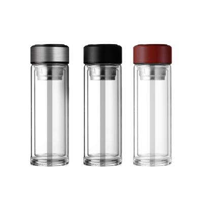 China Sustainable Wholesale Borosilicate Fashion Business Glass Smart Led Thermo Temperature Insulated Double Wall Displayable Water Bottle for sale