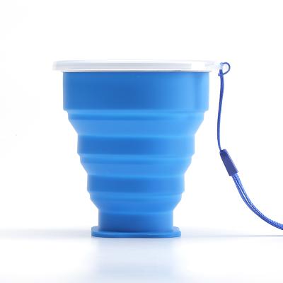 China Factory direct sales viable folding with fiber rope silicone cup portable fashion motion silicone outdoor coffee cup for sale