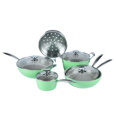 China Copper 15pcs Viable Factory Price Aluminum Non Stick Fry Pans and Pots Set Cookware Set for sale