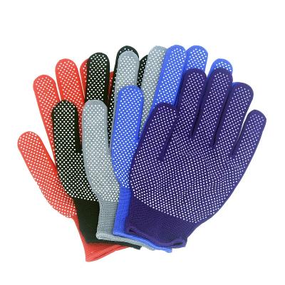 China Labor Protection Work Gloves Anti Slip PVC Dotted Hand Gloves Nylon With Rubber Dot for sale