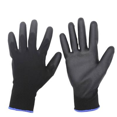 China Antistatic Hot Selling Black 13Gauge Polyester Polyurethane PU Palm Coated Gloves for sale