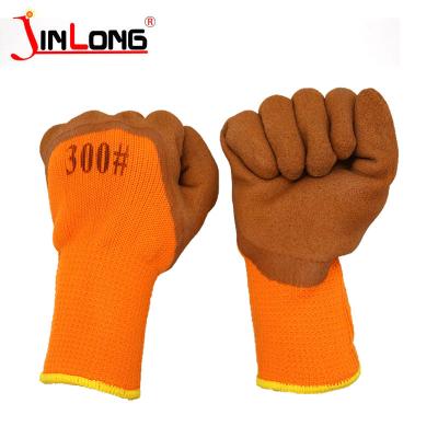 China 10 needle core anti-slip orange acrylic gloves, pilou, latex wrinkles, heat resistant inch latex gloves for sale