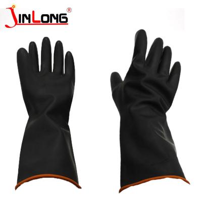 China High Acid & Alkali Resistant 180 Grams Industrial Black Rubber Glove , High Acid & Alkali Resistance 36 Cm Black Diamonds Industrial Gloves for sale