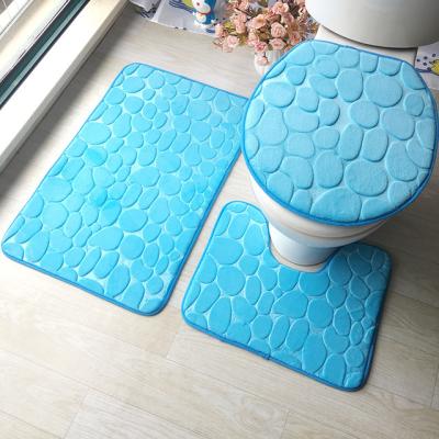 China Anti-Slip Bath Cover Set 3 Piece Bathroom Cutout Cover Toilet Mat Sets Non Slip Toilet Cover Set for sale