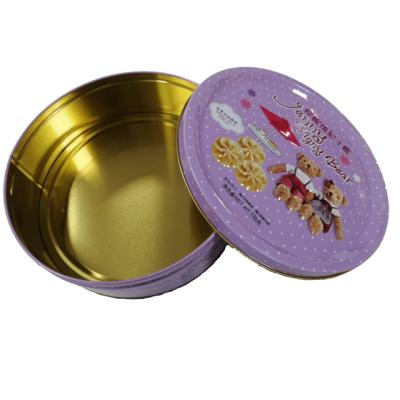 China Recycled Materials Food Grade Storage Good Air Tight Round Cheesecake Cookies Tin Box Storage Container for sale