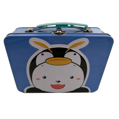 China Recycled Materials Rectangular Gift Pack Personalized Tin Box With Handle for sale