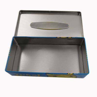 China Package Newly Designed Rectangular Printed Custom Metal Tissue Tin Box With Hinge for sale