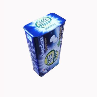 China Cheap Recycled Materials Food Small Candy Pouch Tin Can Package Chewing Gum Packaging Tin Box Mint Box for sale