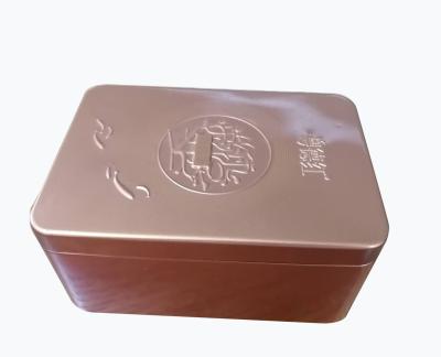 China Recycled Materials Matt Gold Rectangular Food Gift Chocolate Packaging Tin Can Box Container for sale