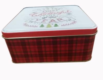 China Delicate Matte Printed Cookie Tin Box Supplier Gift Box, Square Gift Tin Boxes for sale