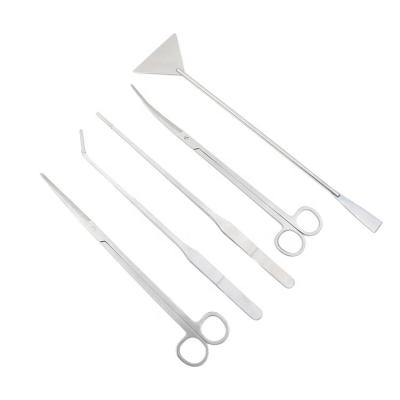 China 5PC Viable Holding Polished Aquatic Plant Pruning Aquarium Plant Tweezers Scissors Cleaning Tools for sale