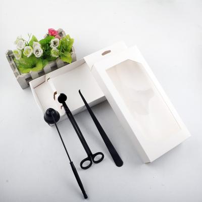 China Home Decoration 3PCS Stainless Steel Candle Sniffer Extinguisher Candle Wick Trimmer Accessory Set - Black for sale