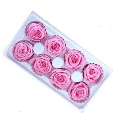 China Celebration Top A Grade 4-5cm Color Natural Immortal Roses Flowers Preserved Rose Head Silk Flower Heads for sale