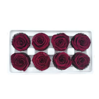 China Making Gift Box 4-5cm Hot Selling Rose Head Packed With Boxes Natural Preserved Dark Purple From Yunnan Kainaking Factory for sale