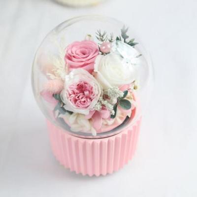 China DIY to Wedding & home decoration eternal rose preserved flower music box preserved flower fresh round box preserved exquisite gift rose i love you flower box for sale