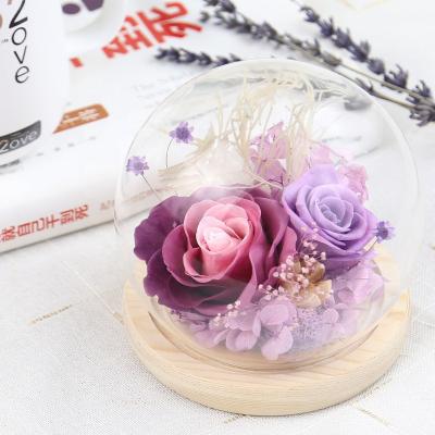 China Making Gift Box Factory Direct Selling Preserved Glass Purple Rose Accessories Luxury Decoration for sale