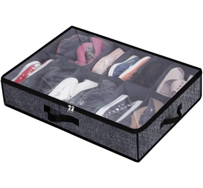 China Underbed Sustainable Storage Solution 12 Cell Storage Bag Under Bed Shoe Storage Organizer for sale