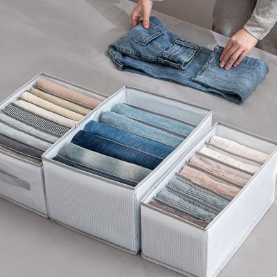 China New Viable Foldable Storage Box Jean Organizer With Support Board Clothes Storage Box Jeans for sale