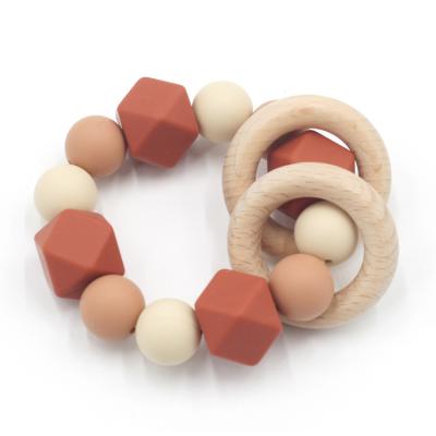 China Safe BPA Free Silicone Baby Teether Toy Teether With Beads For Babies for sale