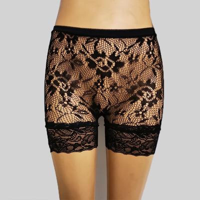 China QUICK DRY Flower Jacquard Lace Sports Half White Mesh Sparkle Stockings Lingerie Madness Runner Shorts Pantyhose Biker BLACK for sale